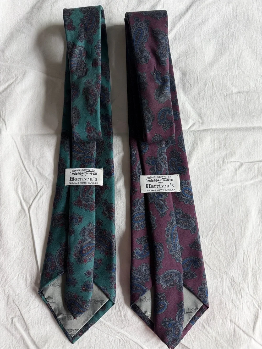 Paisley Silk Tie Pair in Teal and Burgundy